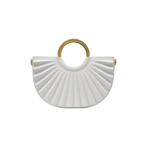 White Handbag with gold hardware by Vegan Brand Alkeme Atelier