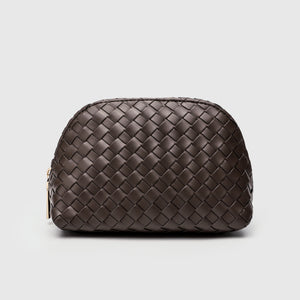 Woven Small Make Up Bag Taupe / Tech Bag / Travel Cosmetic Bag