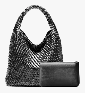 Woven Hobo Bag Black on Sale