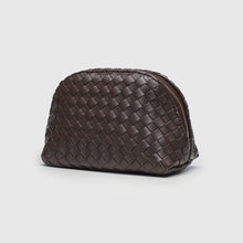 Load image into Gallery viewer, ALKEME ATELIER HANDBAG Brown Woven Small Make Up Bag Black / Tech Bag / Travel Cosmetic Bag
