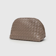 Load image into Gallery viewer, ALKEME ATELIER HANDBAG Taupe Woven Small Make Up Bag Black / Tech Bag / Travel Cosmetic Bag