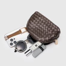 Load image into Gallery viewer, Woven Small Make Up Bag Taupe / Tech Bag / Travel Cosmetic Bag