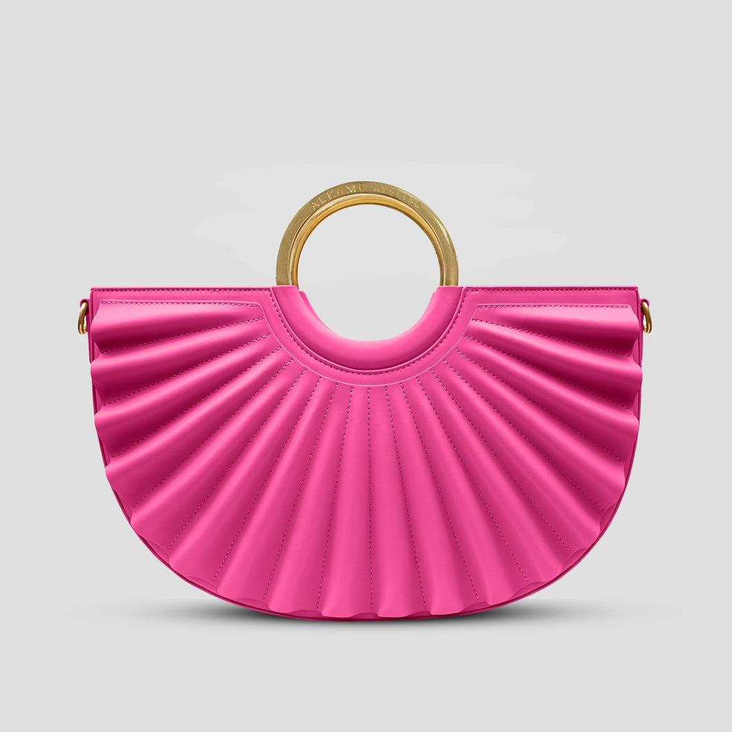 Alkeme Atelier Pleated Water Moon Satchel - Fuschia
