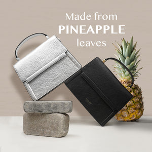 Pineapple Leather Cross Body - Black - Silver - Vegan - Pinatex - Alkeme Atelier