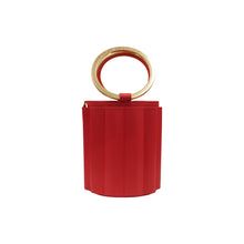 Load image into Gallery viewer, ALKEME ATELIER HANDBAG Red Water Metal Handle Vegan Bucket Small Bag